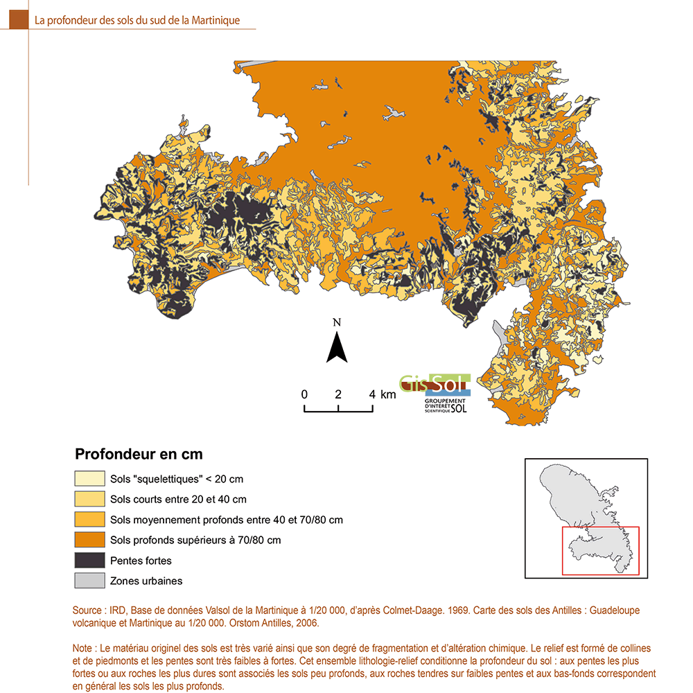 La profondeur des sols du Sud de la Martinique