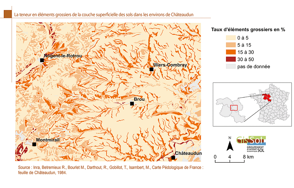 La teneur en éléments grossiers de la couche superficielle des sols dans les environs de Châteaudun