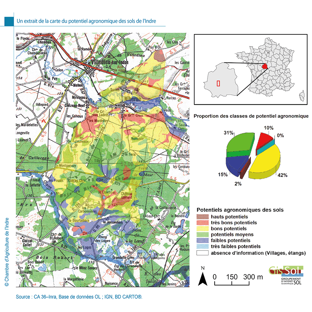 extrait de la carte du potentiel agronomique des sols de l’Indre