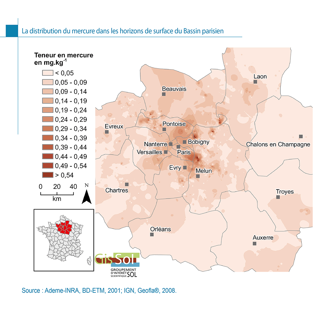La distribution du mercure dans les horizons de surface du Bassin parisien