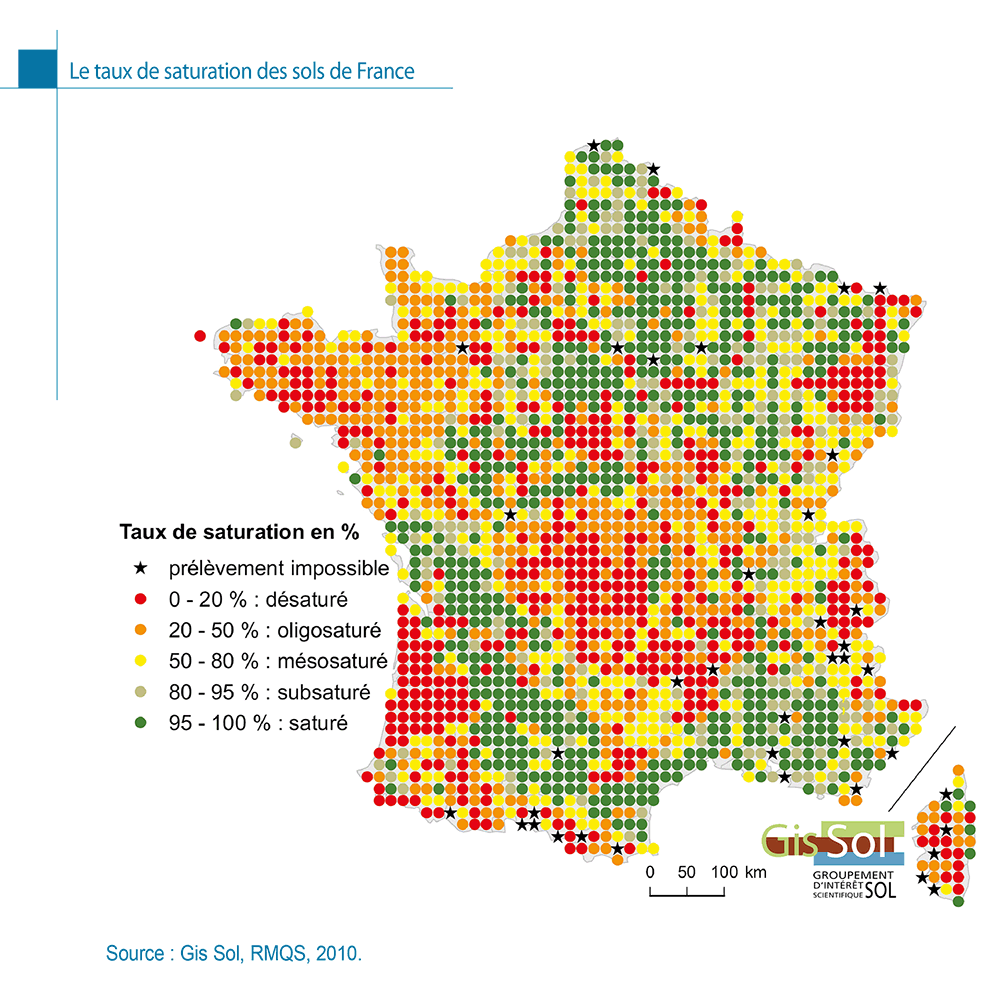 Le taux de saturation des sols de France